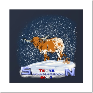 Texas Snowmageddon- Longhorn Posters and Art